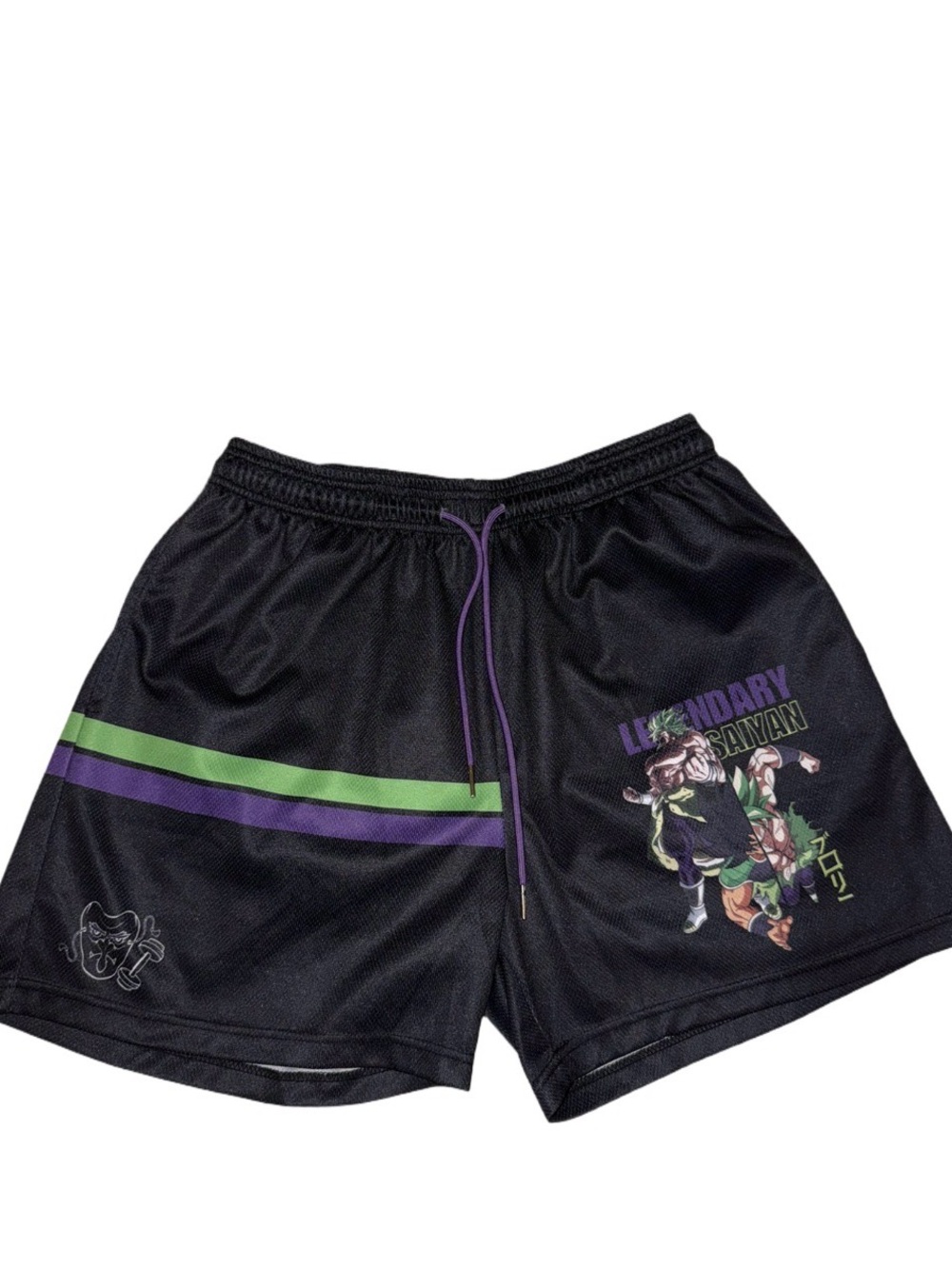 Tengu Athletics Broly Mesh Shorts Black Anime Athletic Shorts Medium